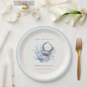Underwater Crab Coral Nautical Any Age Birthday Paper Plate