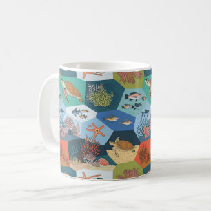 Underwater Creatures Collage Design Coffee Mug