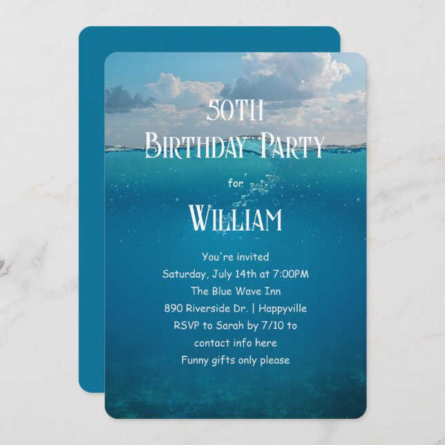 Underwater Cruise Seaside Birthday Unisex Design Invitation (Front/Back)