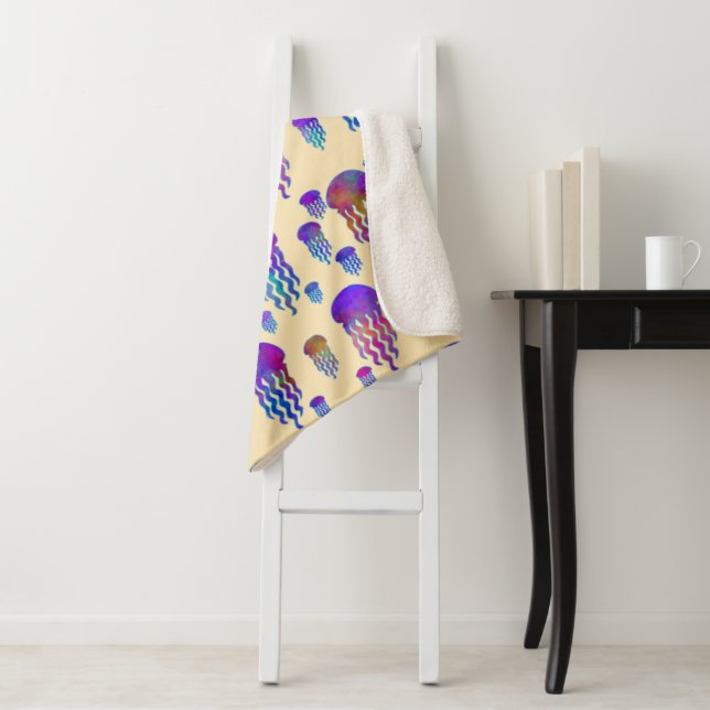 Underwater Dancing Rainbows Silk Sherpa Blanket (In Situ)