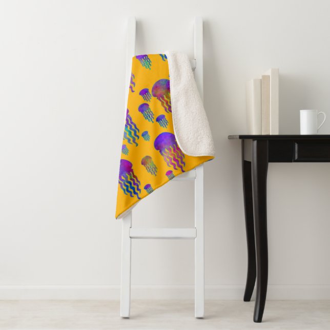 Underwater Dancing Rainbows Sunset Sherpa Blanket (In Situ)
