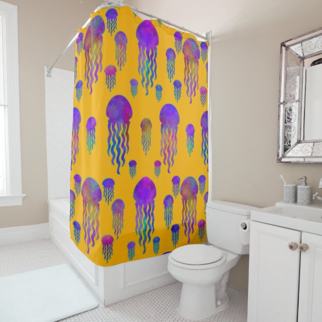 Underwater Dancing Rainbows Sunset Shower Curtain (In Situ)