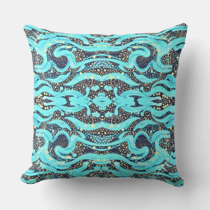 Underwater Dancing Sea Snakes Abstract Pattern Cushion