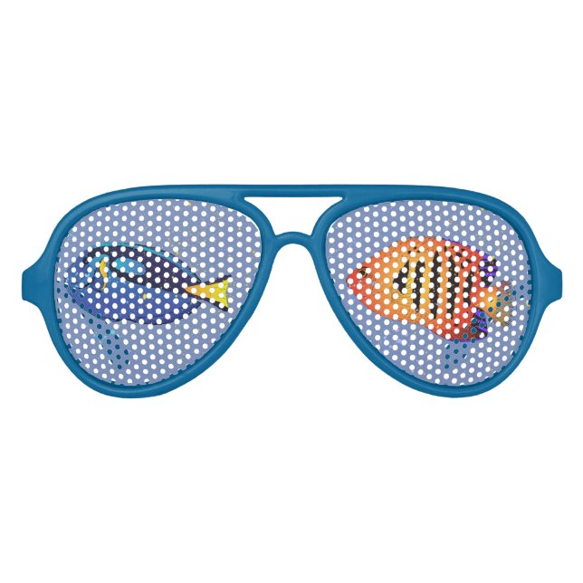 Underwater Diver Tropical Aquarium Fish Tank Aviator Sunglasses (Front)