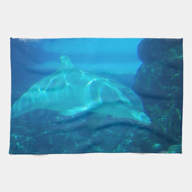 Underwater Dolphin Kitchen Towel (Horizontal)