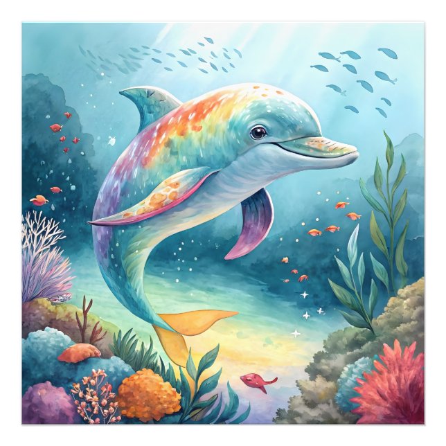 Underwater Dolphin Photo Print (Front)