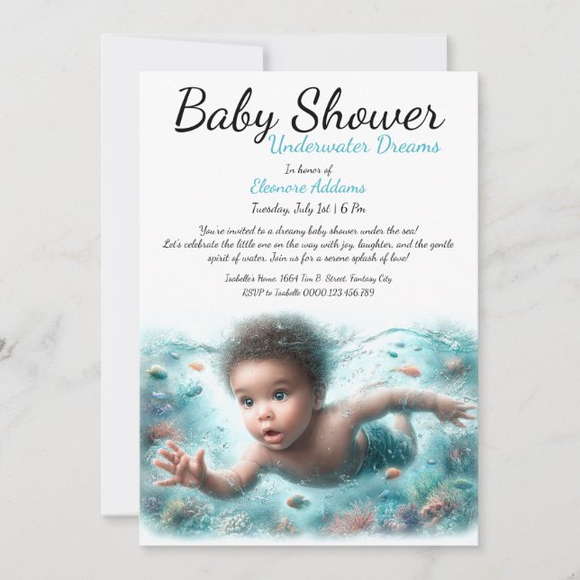 Underwater Dreams Watercolor Baby Shower Invitation (Front)