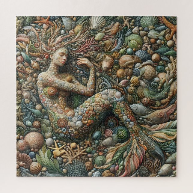 Underwater Dreamscape: The Coral Mermaid Jigsaw Puzzle (Vertical)