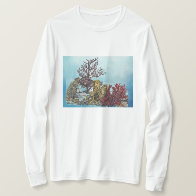 Underwater Endangered Coral Reef Print  T-Shirt (Design Front)