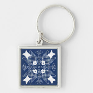 Underwater Fish Design with Blue Background Key Ring