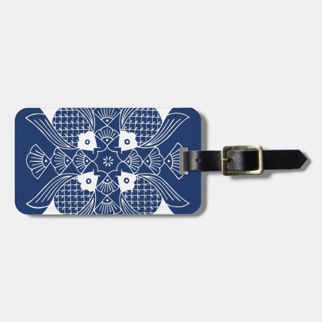 Underwater Fish Design with Blue Background Luggage Tag (Front Horizontal)