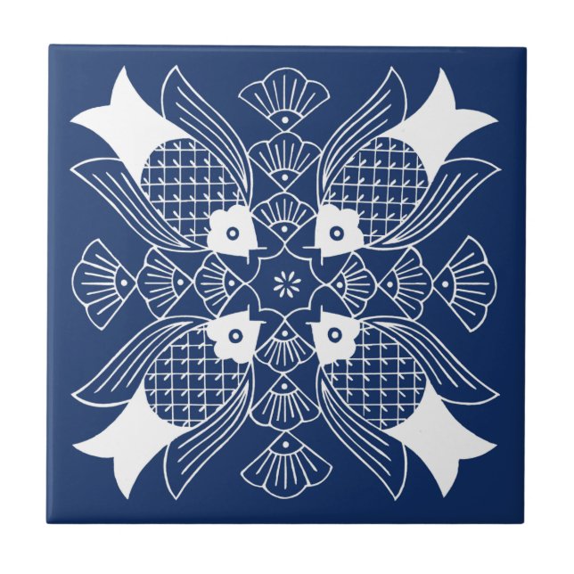 Underwater Fish Design with Blue Background Tile (Front)