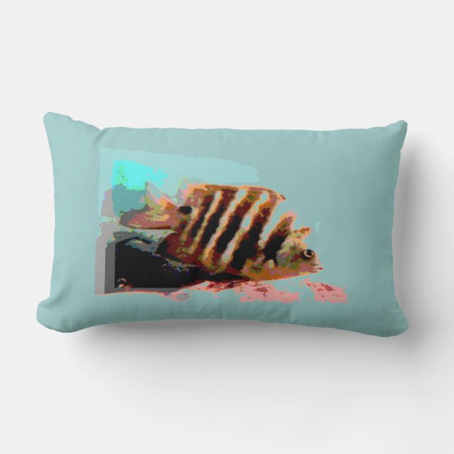 Underwater Fish (teal) Pillow (Front)