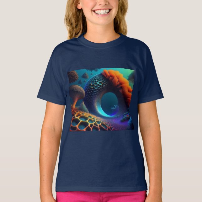 Underwater Fractal Landscape T-Shirt (Front)