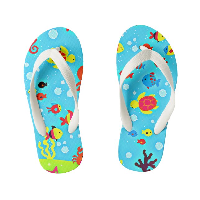 Underwater Friends, cute and colourful, Kid's Jandals (Footbed)