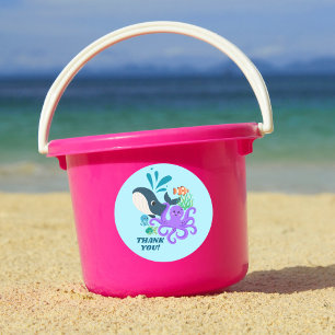 Underwater Friends Party Child Birthday Classic Round Sticker