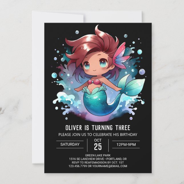 Underwater Fun Mermaid Birthday Invitation (Front)
