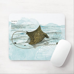 Underwater Graceful Hand-Painted Ornate Eagle Ray Mouse Pad