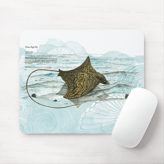 Underwater Graceful Hand-Painted Ornate Eagle Ray Mouse Pad (With Mouse)