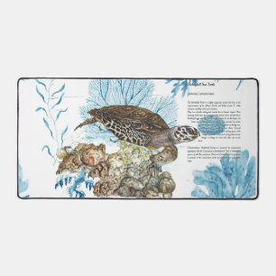Underwater Hand-Painted Hawksbill Sea Turtle Desk Mat