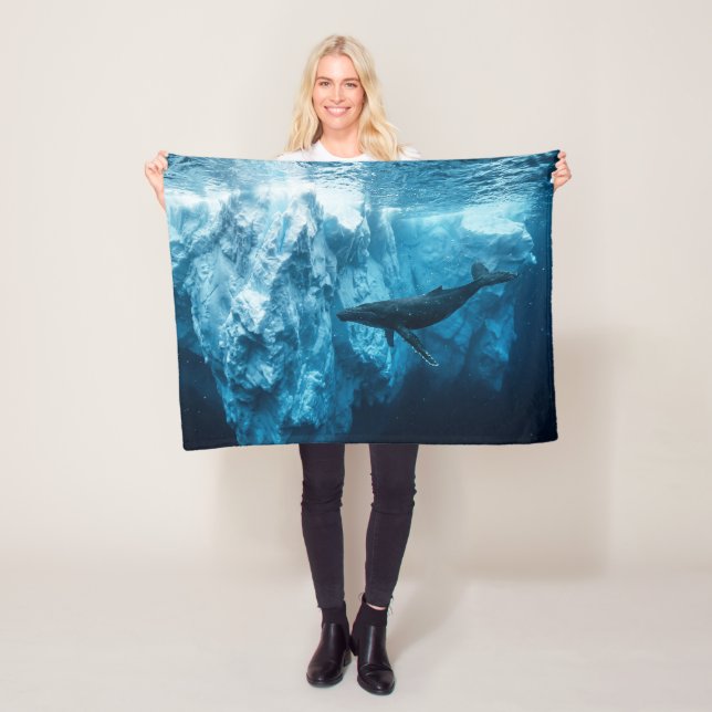 Underwater iceberg and a Humpback Whale Fleece Blanket (In Situ)
