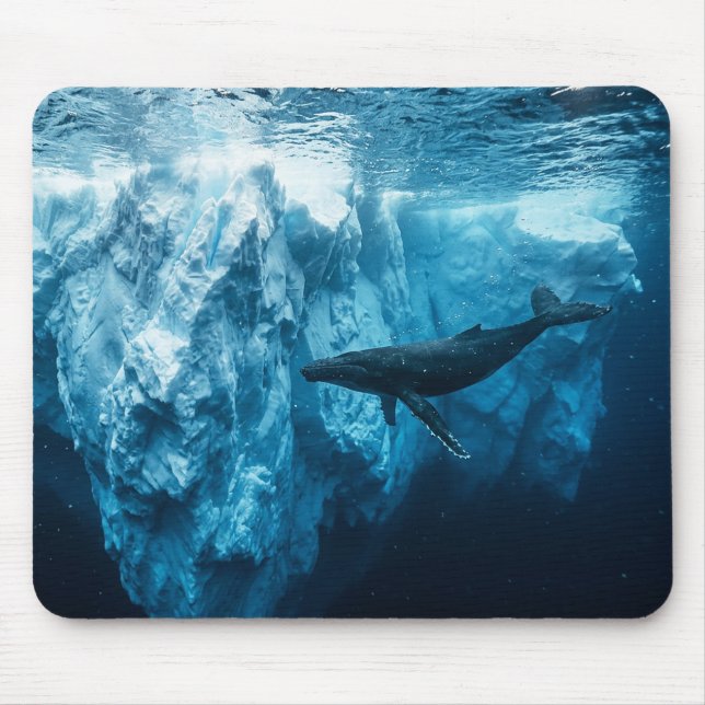 Underwater iceberg and a Humpback Whale Mouse Pad (Front)