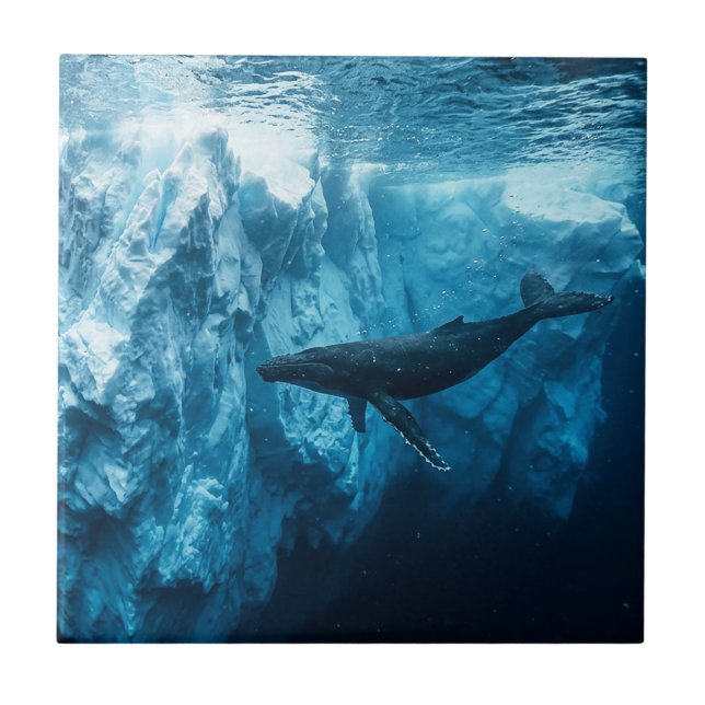 Underwater iceberg and a Humpback Whale Tile (Front)