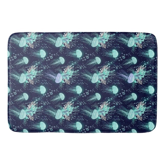 Underwater Jellyfish Pattern Bath Mat (Front)