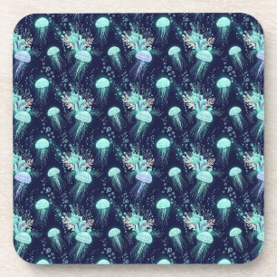 Underwater Jellyfish Pattern Coaster