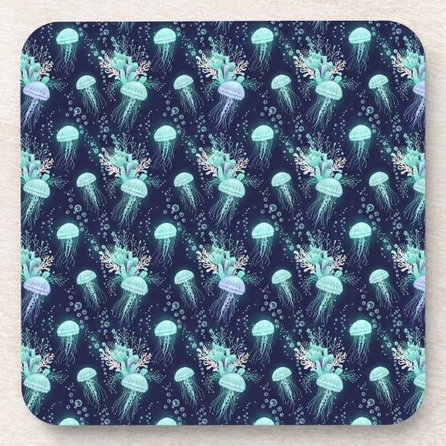 Underwater Jellyfish Pattern Coaster (Front)