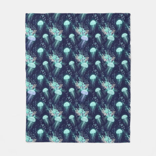 Underwater Jellyfish Pattern Fleece Blanket