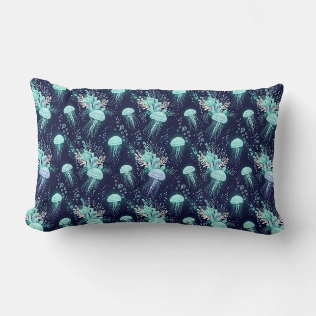 Underwater Jellyfish Pattern Lumbar Cushion (Front)