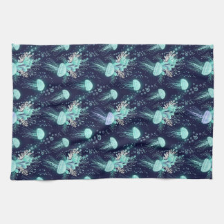 Underwater Jellyfish Pattern Tea Towel