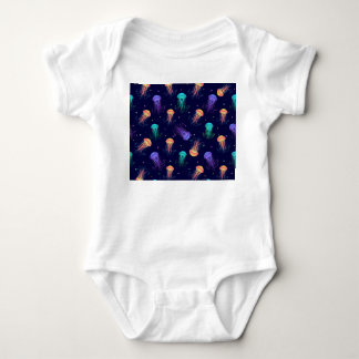 Underwater jellyfish world: bright pattern. baby bodysuit