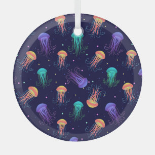 Underwater jellyfish world: bright pattern. glass tree decoration
