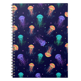Underwater jellyfish world: bright pattern. notebook