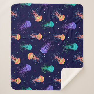 Underwater jellyfish world: bright pattern. sherpa blanket