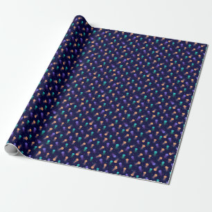 Underwater jellyfish world: bright pattern. wrapping paper