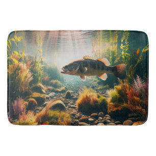 Underwater large mouth bass bath mat