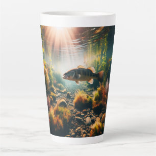 Underwater large mouth bass latte mug