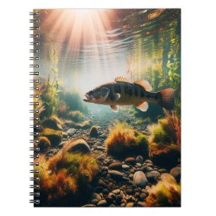 Underwater large mouth bass notebook