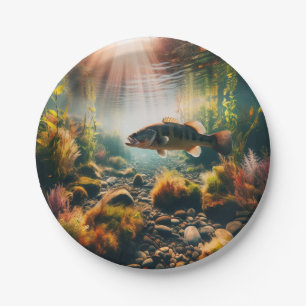 Underwater large mouth bass paper plate