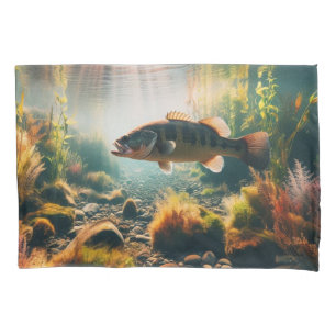 Underwater large mouth bass pillowcase