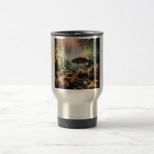 Underwater large mouth bass travel mug