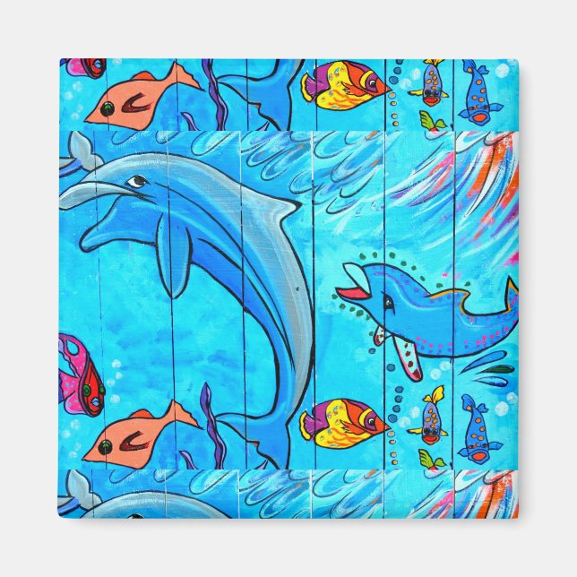 underwater laughing dolphins magnet (Front)