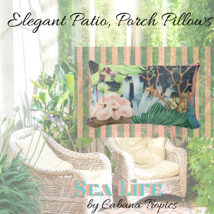 Underwater Life Corals, Shells and Flora Lumbar Cushion