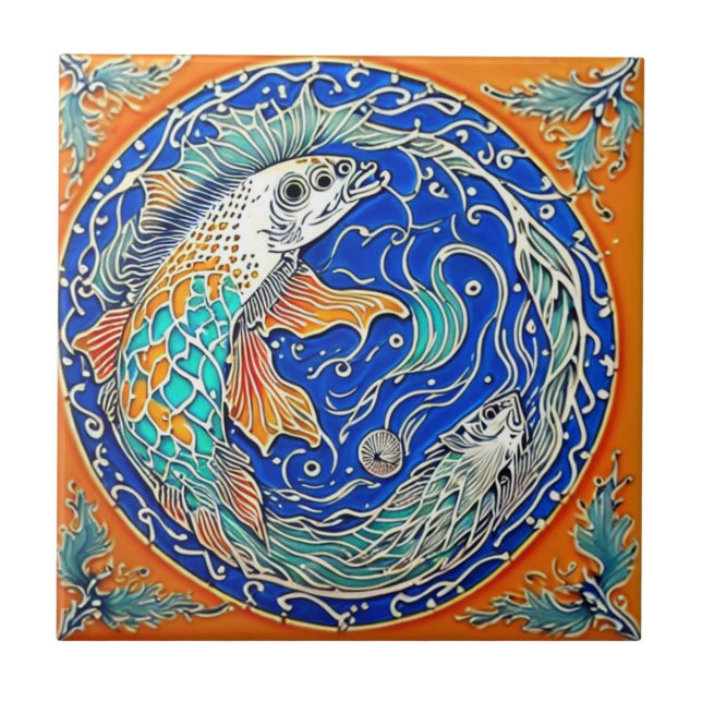 Underwater life traditional ceramic art no 3 tile (Front)