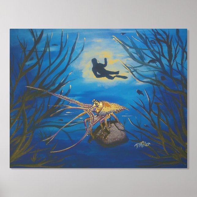 Underwater Lobster Scuba Foil Prints (Front)