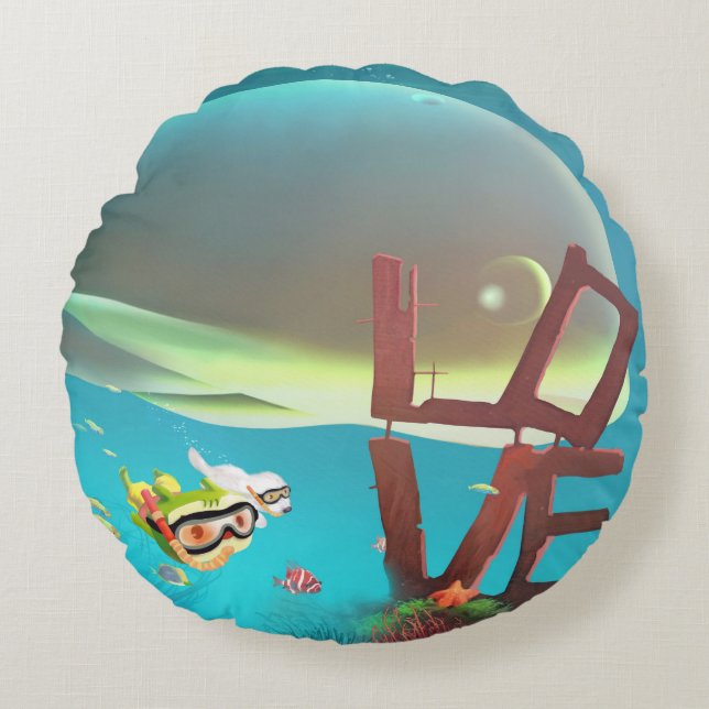 Underwater Love Round Cushion (Front)