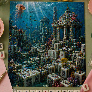 Underwater Mahjong Tile Reef Ocean Coral Fantasy Jigsaw Puzzle